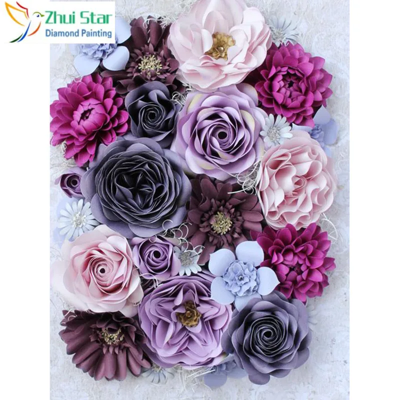 

Zhui Star 5D DIY full Square drill Diamond painting Cross stitch Flowers Diamond embroidery Mosaic decor