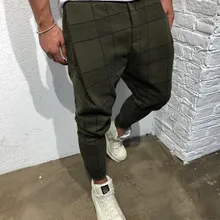 Мужские новые модные повседневные клетчатые повседневные брюки с принтом карманные мешковатые брюки спортивные брюки для маленьких ног