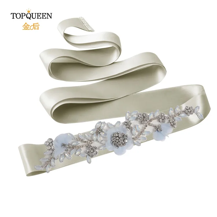 TOPQUEEN S419-B светло-голубое платье пояс фиолетовый цветок пояс фиолетовый горный хрусталь пояс Кушак для платья темно-синие свадебные атласные свадебные платья - Цвет: dark gray