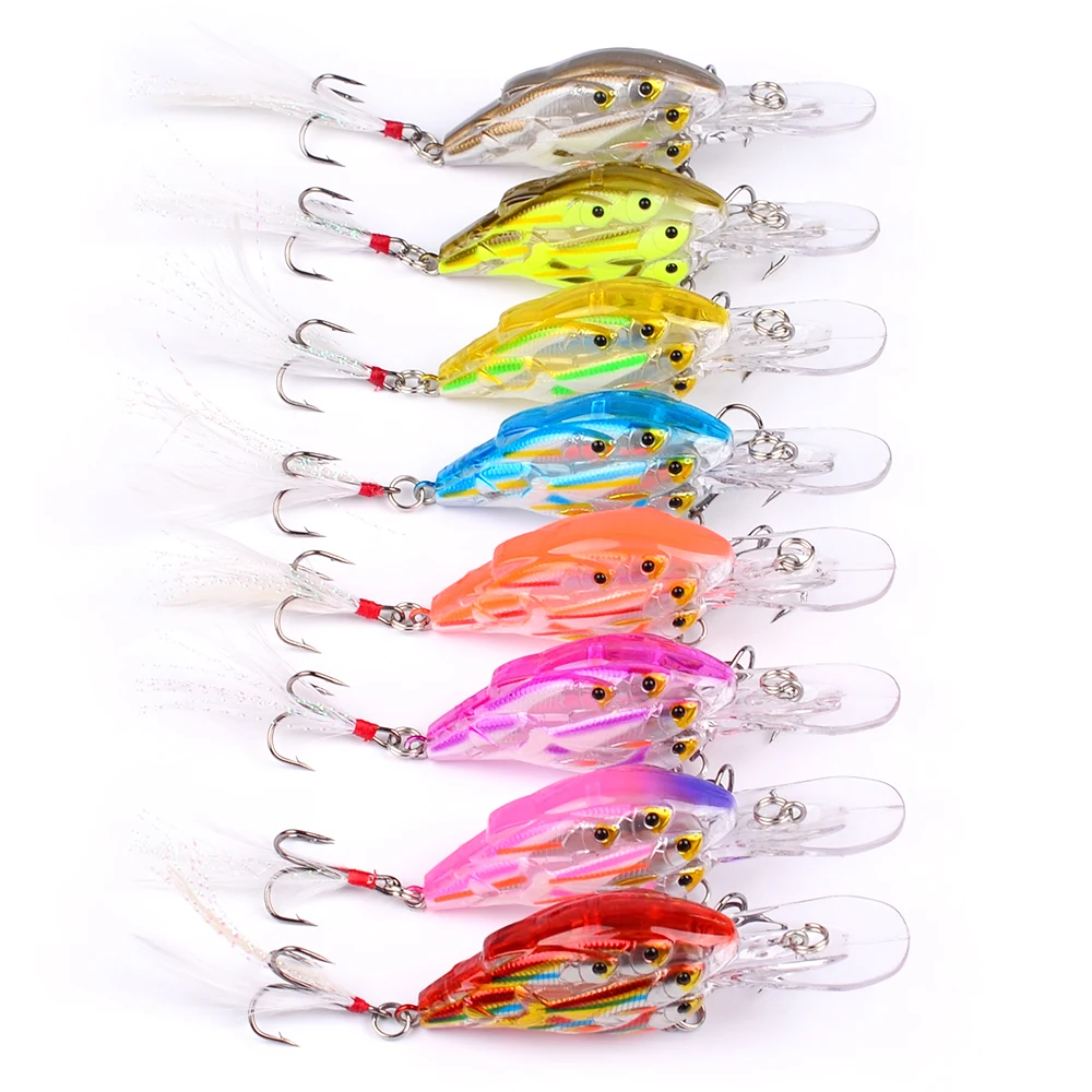 PROBEROS Crankbait Bass Baits 8cm/9.38gg 10cm/12.59g Topwater Artificial  Crank Fishing Lure 8 Color 4# Hook Trout Tackle