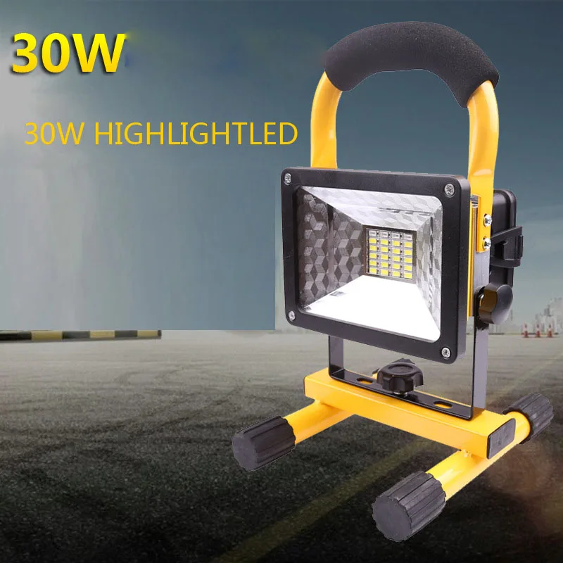 

Waterproof IP65 30W 24LED LED Floodlight Spotlight 2000lm Waterproof Outdoor 18650 rechargeable Battery light power with charger