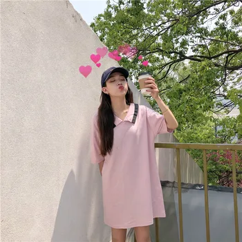 

2019 New Sweet Cute Dress Sukol Summer Student Fresh Girl Retro Short-sleeved Casual Dress