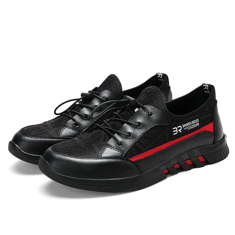 

Mens Casual Shoes Breathable Man Black Skate Shoes Fashion Flat Sneakers Male Skateboarding Footwear Leather Booties For Men