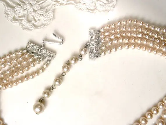 1940 перламутровое ожерелье из стекла шампанского, винтажное многожильное свадебное ожерелье в стиле арт-деко, стразы 1930 s, свадебные ювелирные изделия