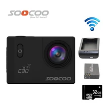 32 ГБ soocoo на C30 Wi-Fi Full HD 1080 P 2.0 дюймов ЖК-дисплей ntk96660 Водонепроницаемый Спорт DV+ дополнительная 1 шт. батарея+ Батарея Зарядное устройство