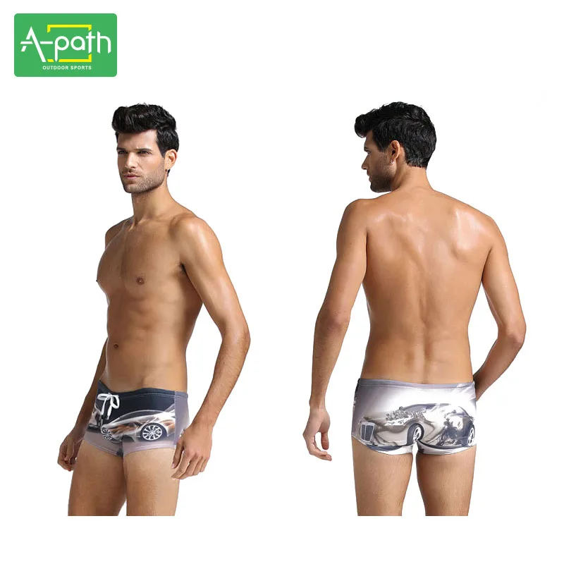 

2019 Men's Swimwear Underwear Sports Sexy Summer Printing Man Dry Spell Color Swimming Trunks One Piece Swimsuit Men Fitness