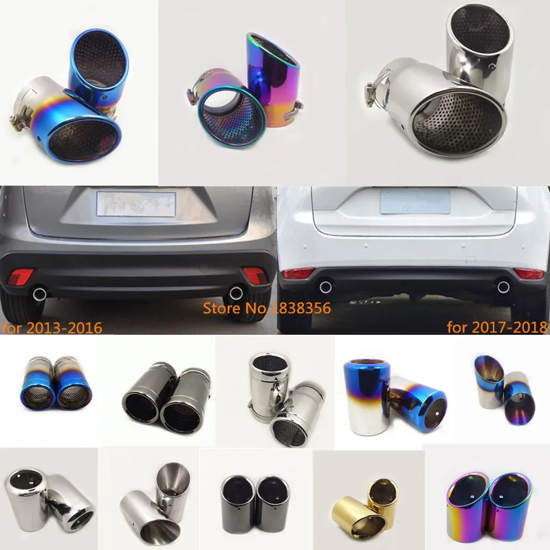 

Car styling muffler exterior end tail pipe outlet dedicate exhaust tip tail 2pcs For Mazda CX-5 CX5 2nd Gen 2013 2014 2015 2016