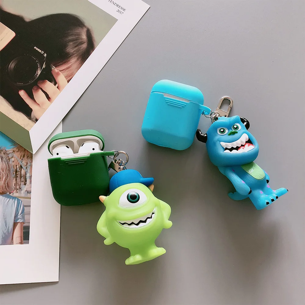 

Cute Cartoon Monsters University Keychain Headphone Earphone Case For Apple Airpods Accessories cute silicone cover