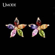 UMODE Rose Gold Plated Earring With 5pcs Marquise cut AAA CZ Flower Stud Earrings For Women Summer Jewelry AUE0021