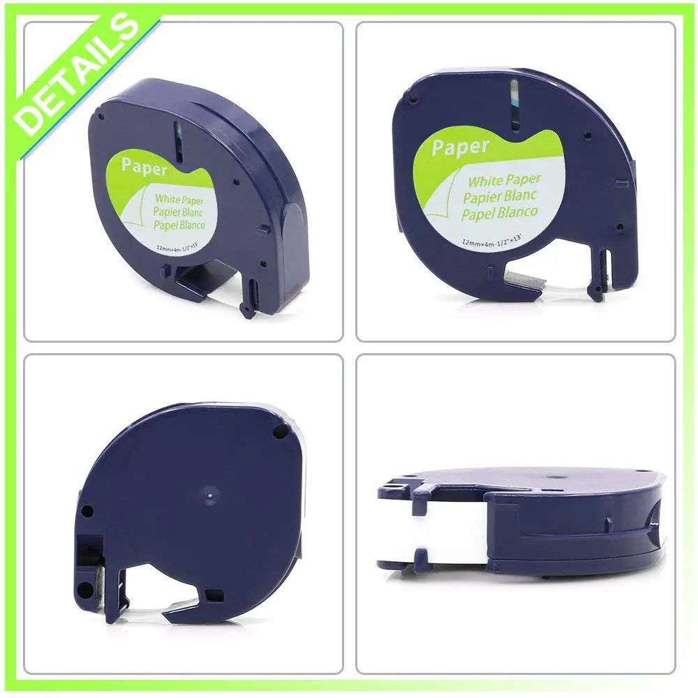 2 шт./лот для лента Dymo letratag 91200/91330/91220/59421 черного цвета на белом фоне(Бумага) формирующая листы для кровли 4 м* 12 мм проработал производитель этикеток dymo