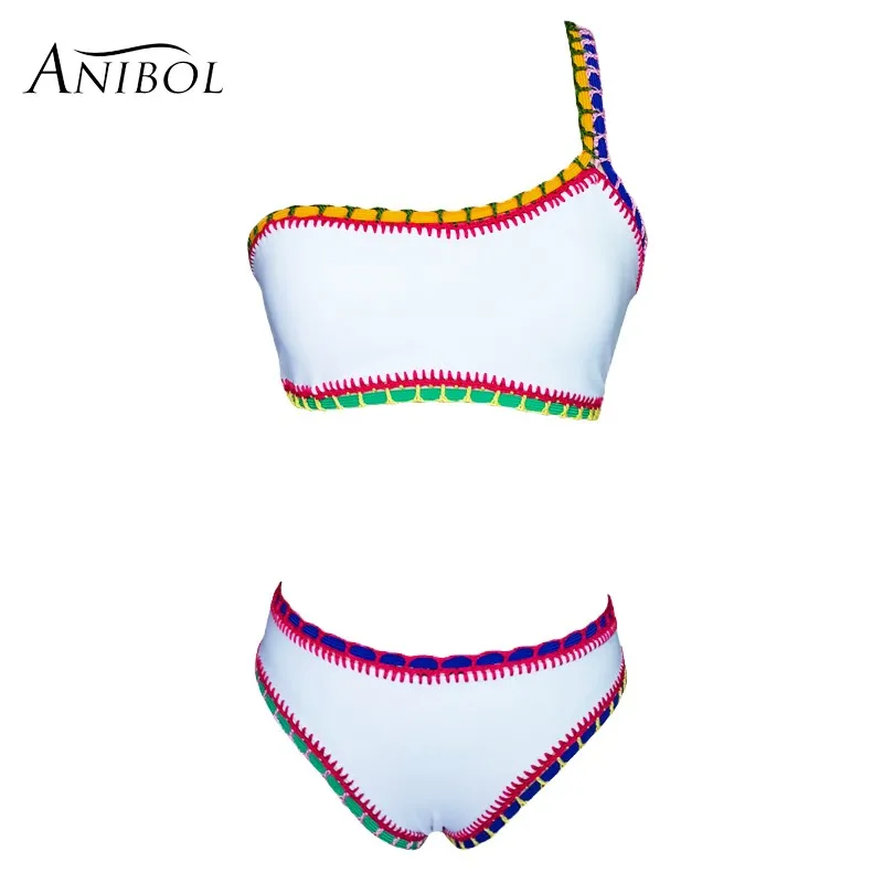 Anibol 2018 Single Shoulder Crochet Bikini Sexy Brazilian Women Swimwear High Quality Hand Knitted Girls Swimsuit Anibol 2018 Single Shoulder Crochet Bikini Sexy Brazilian Women Swimwear High Quality Hand Knitted Girls Swimsuit