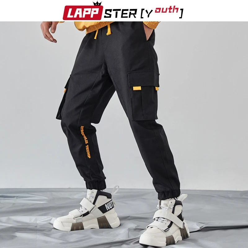 

LAPPSTER Men Hip Hop Cargo Pants 2019 Overalls Mens Joggers Pants Camouflage Casual Sweatpants Hip Hop Track Pants Pocket Black