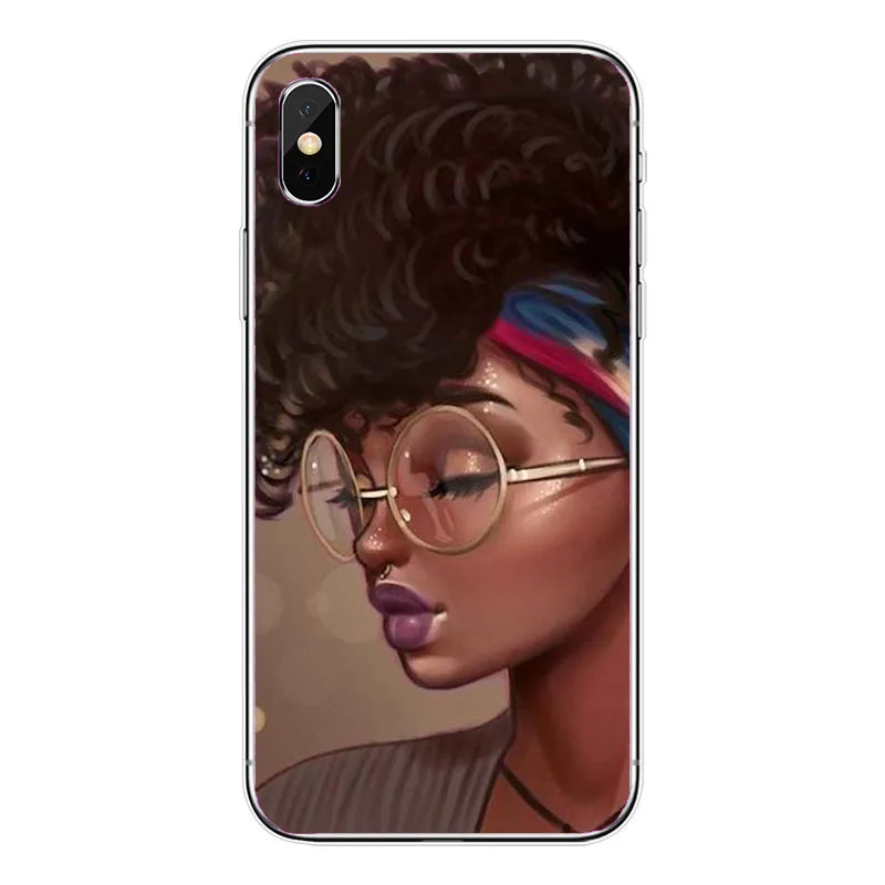 Афро Девушки Тонкий Мягкий Силиконовый ТПУ чехол для телефона iPhone 11Pro Max XS MAX XR 7 6Plus X 10 8Plus черные женские художественные чехлы - Цвет: TPU