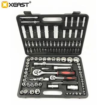 Best XEAST 108PC Socket Ratchet Car Repair Tool Case Precision Sleeve Universal Joint Hardware Kit Auto Repairing Hand Wrench Tool