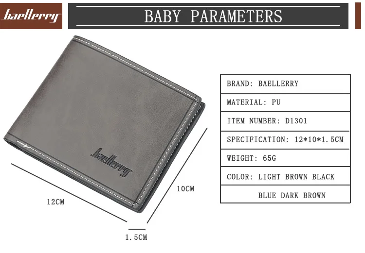 Baellerry повседневное для мужчин бумажник Высокое качество без застёжки молнии компактный мужской бумажник роскошные письмо мужской кошелек