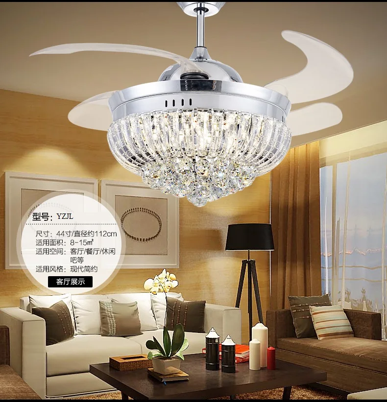 Folding ABS blades font b ceiling b font fan light 48inch with remote control LED30W three