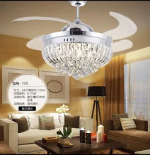 Folding ABS blades ceiling fan light 48inch with remote control LED30W three crystal color change light fan light living room