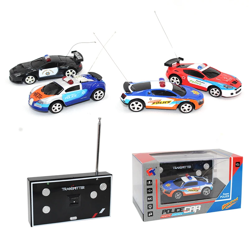 

RC Car 20Km/h 1:58 Police Mini car 4Colors 3 Styles Radio Remote Control Car 2 Frequencies Shining Light Sound Gift For Children