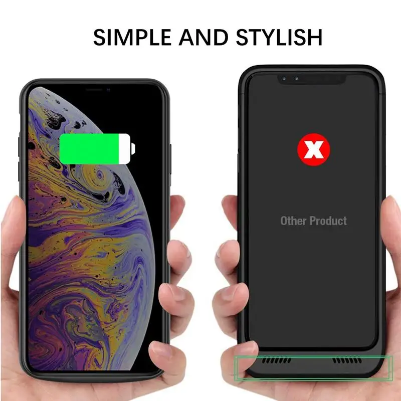 5000 мАч чехол для зарядного устройства для iPhone Xs Max перезаряжаемый внешний аккумулятор чехол для внешнего резервного зарядного устройства для iPhone Xs Max