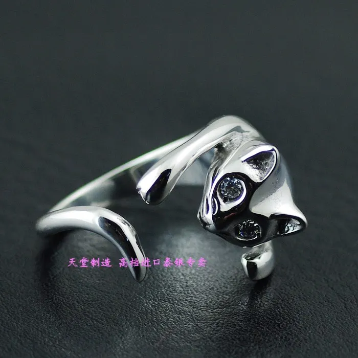 

Cute openings 925 pure silver cat ring