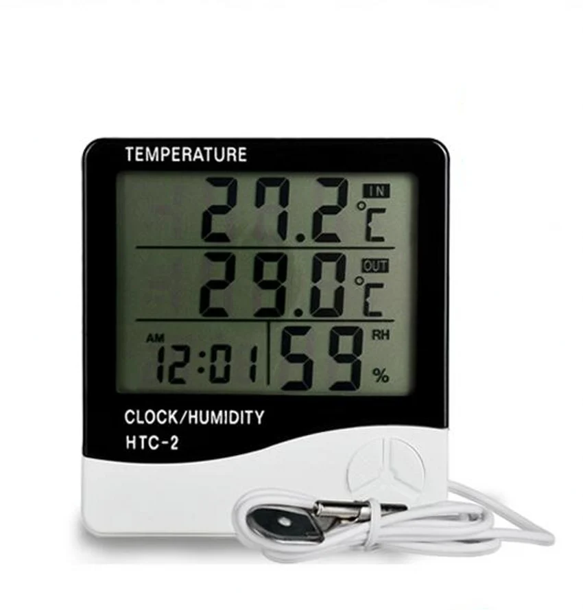 

HTC-2 Digital LCD Indoor Outdoor Thermometer Hygrometer Tester Electronic Temperature Humidity Meter Weather Station Alarm Clock