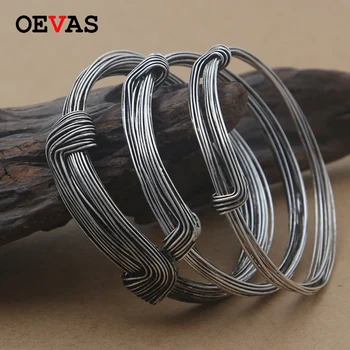 

Handmade Thai silver retro brushed telescopic female bracelets and bangles Solid 925 sterling silver jewelry for women Gifts