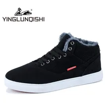 YINGLUNQISHI High Top Hommes Casual Chaussures Coton Chaussures En Daim En Cuir Lacent Hiver Skate Chaussures de Neige En Plein Air Bottes Zapatos Hombre