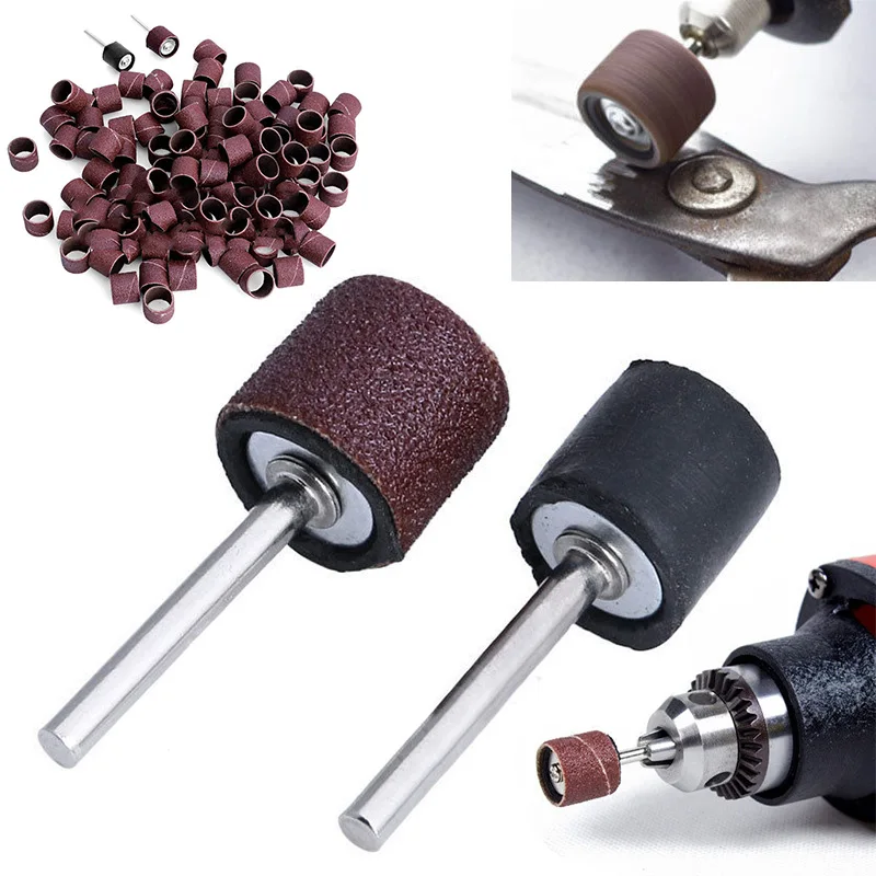 

100pcs 1/2" 80Grit Sander Paper Sanding Bands +2pcs 1/8" Mandrel for Rotary Tool