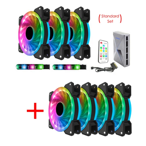 ALSEYE RGB вентилятор 120 мм 5pin двойной Aura ПК Вентилятор пульта дистанционного управления компьютером Вентилятор охлаждения Регулируемая RGB и Скорость вентилятора - Цвет лезвия: Set and 4 Fan (7Fan)