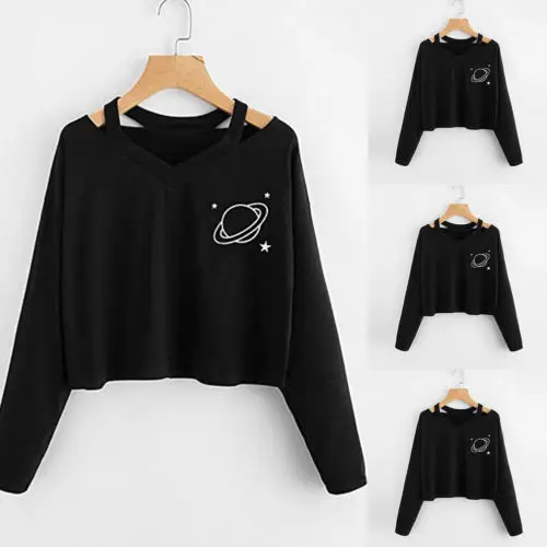 

2018 Female Jumper Sweatshirt Off Shoulder Solid Hoodies Top Autumn Winter Crew Neck Pullovers Tracksuit Ladies Tops