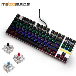 Metoo Игры Механическая клавиатура 87/104 anti-ореолы световой синего, красного, черного цвета переключатель с подсветкой светодиодный Проводная