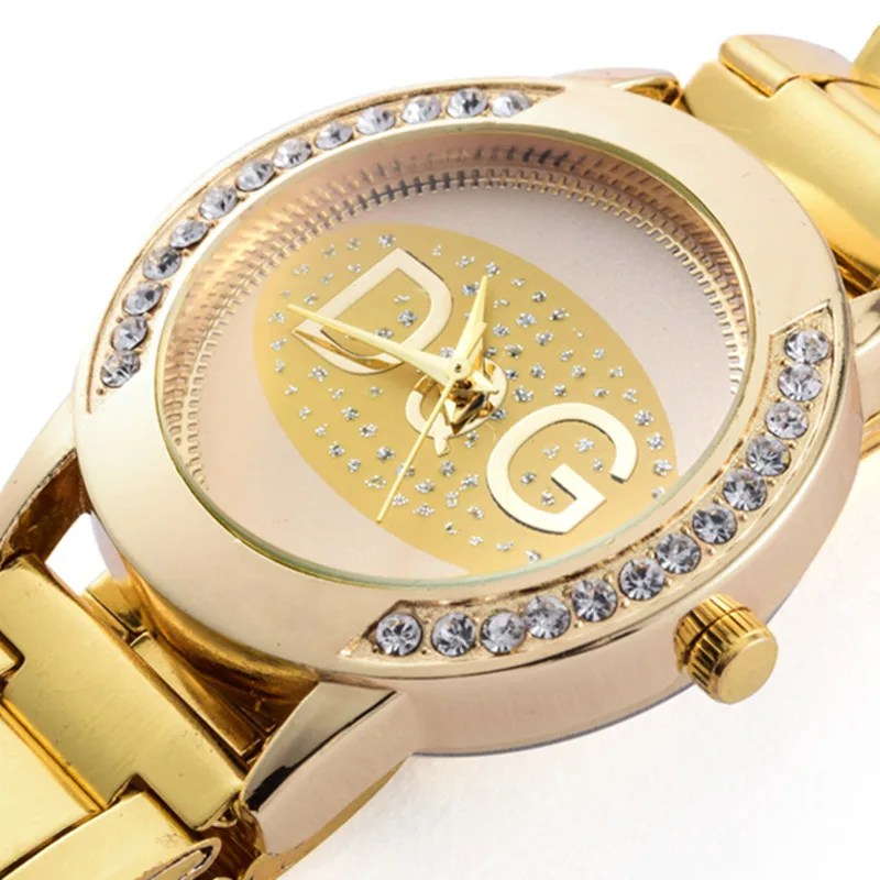 Relogio Feminino новые роскошные женские часы Брендовые женские кварцевые часы из нержавеющей стали модные часы с кристаллами под платье золотые часы