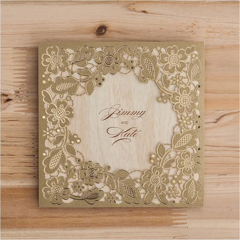 Invitations De Mariage De Luxe Haute Classe Or Flora D Anniversaire Carte D Invitation Laser Cut Cartes De Voeux Pour La Fete De Mariage Faveurs Aliexpress