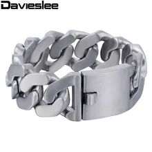 Davieslee тяжелый толстый мужской браслет цепочка Серебряный тон матовая отделка Снаряженная 316L нержавеющая сталь модные украшения 27 мм LHB409