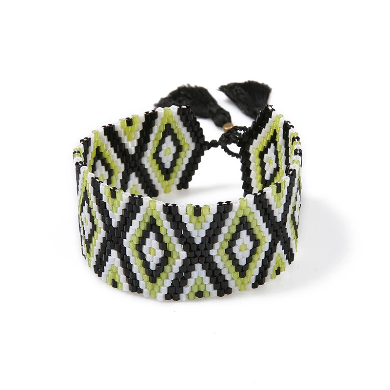 Rttooas геометрический кисточкой бисер Miyuki бисера женский браслет для мужчин модный подарок узор веревка цепь ювелирные изделия дружба женские браслеты