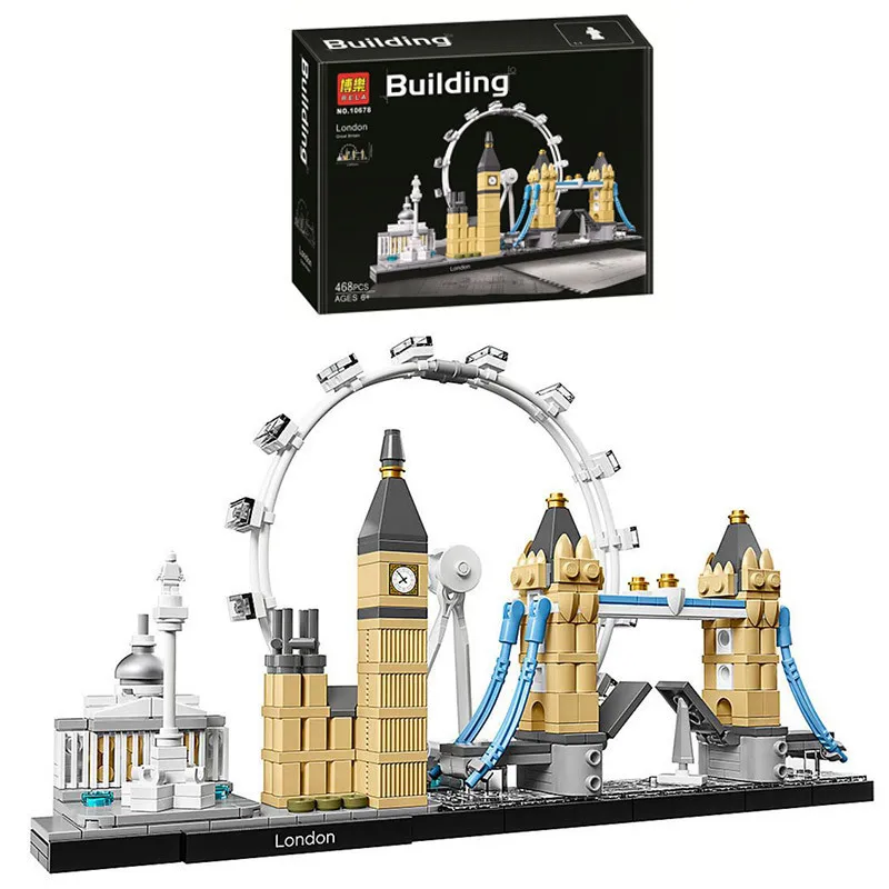 

Fit Legoness Architecture London 21034 Set 468PCS Bela 10678 Eye Big Ben Tower Bridge Building Block Bricks Toys Christmas Gifts