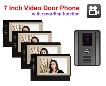 

JUANLE kit 7" video door phone 4X LCD Monitor with SD card slot Intercom system doorbell Send Free HD Camera Night Vision