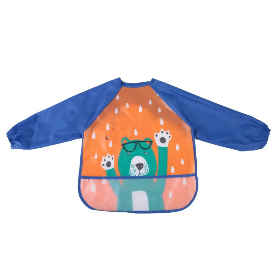 Cartoon Baby Kids Toddler Waterproof Feeding Apron Long Sleeve Bib Overclothes