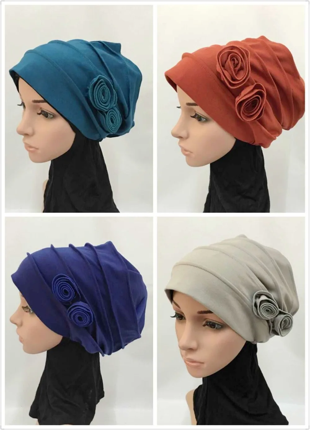 

(12 pieces/lot) latest assorted colors muslim hijab hats islamic caps ML0126