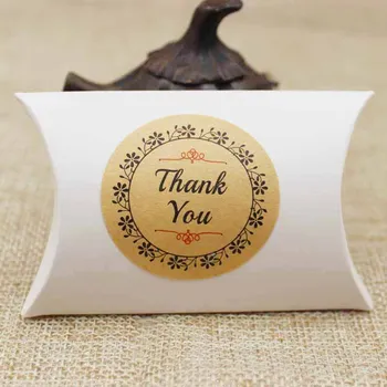 

2017 DIY Thank You Kraft Thank You Labels 3.8cm Round Shape 1lot=1200 pcs White & Kraft Labeles Flower Design