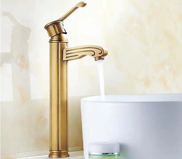 

luxury brass bronze plating high single lever classic bathroom basin faucet sink tap water mixer