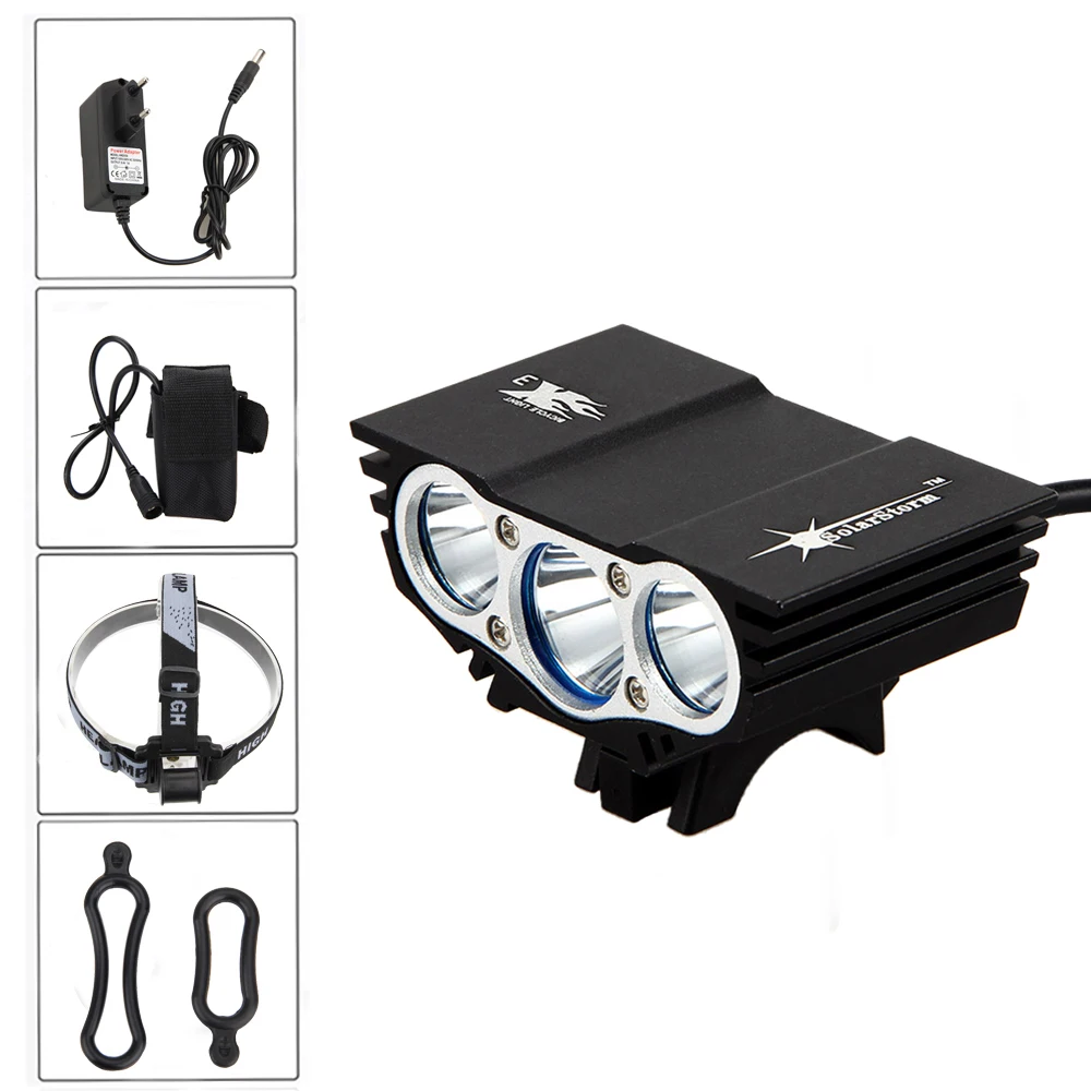 

8000Lm 3x XM-L U2 LED Bicycle Light Headlight External 12000mAh Battery Cycling Bike Front Light With AC Charger+Headband