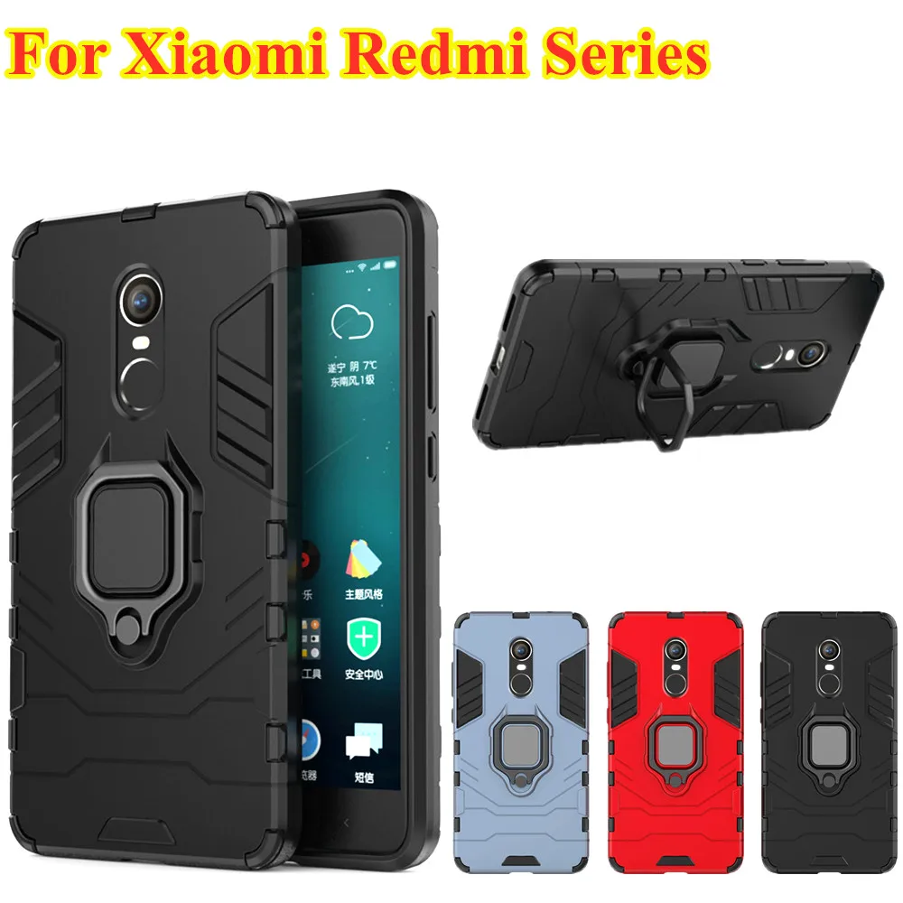 

Shockproof Stand Case For Xiaomi Pocophone F1 5X 6X 8 Full Protection Armor Cover For Redmi Note 4X 5 6 with Holder ring Coque