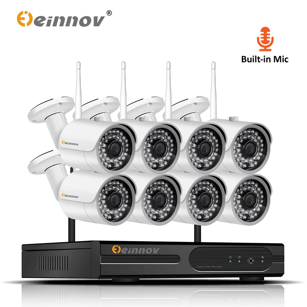 

Einnov IP Camera Video Surveillance Kit 8CH Audio 2MP Home Wireless Security Camera 1080P Wi-Fi CCTV NVR Wifi
