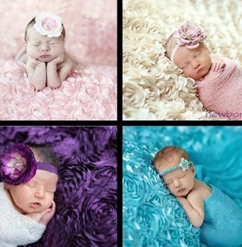 

3x4ft Newborn Baby Photo Prop 3D Rose Fabric Photo Blanket Photography Backdrop Satin Bridal For Wedding Prop *Choose a color