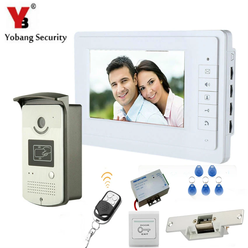 

YobangSecurity 7"Inch Video Door Phone Doorbell Entry Intercom System RFID Card Access Control With Door Lock Power Supply