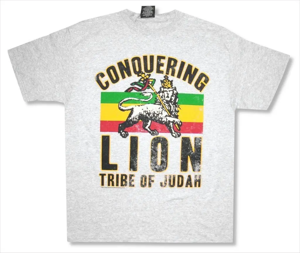 Zion Rootswear Tribe Of Judah Lion серая футболка новый официальный Раста Боб Марли | Футболки -32962305071