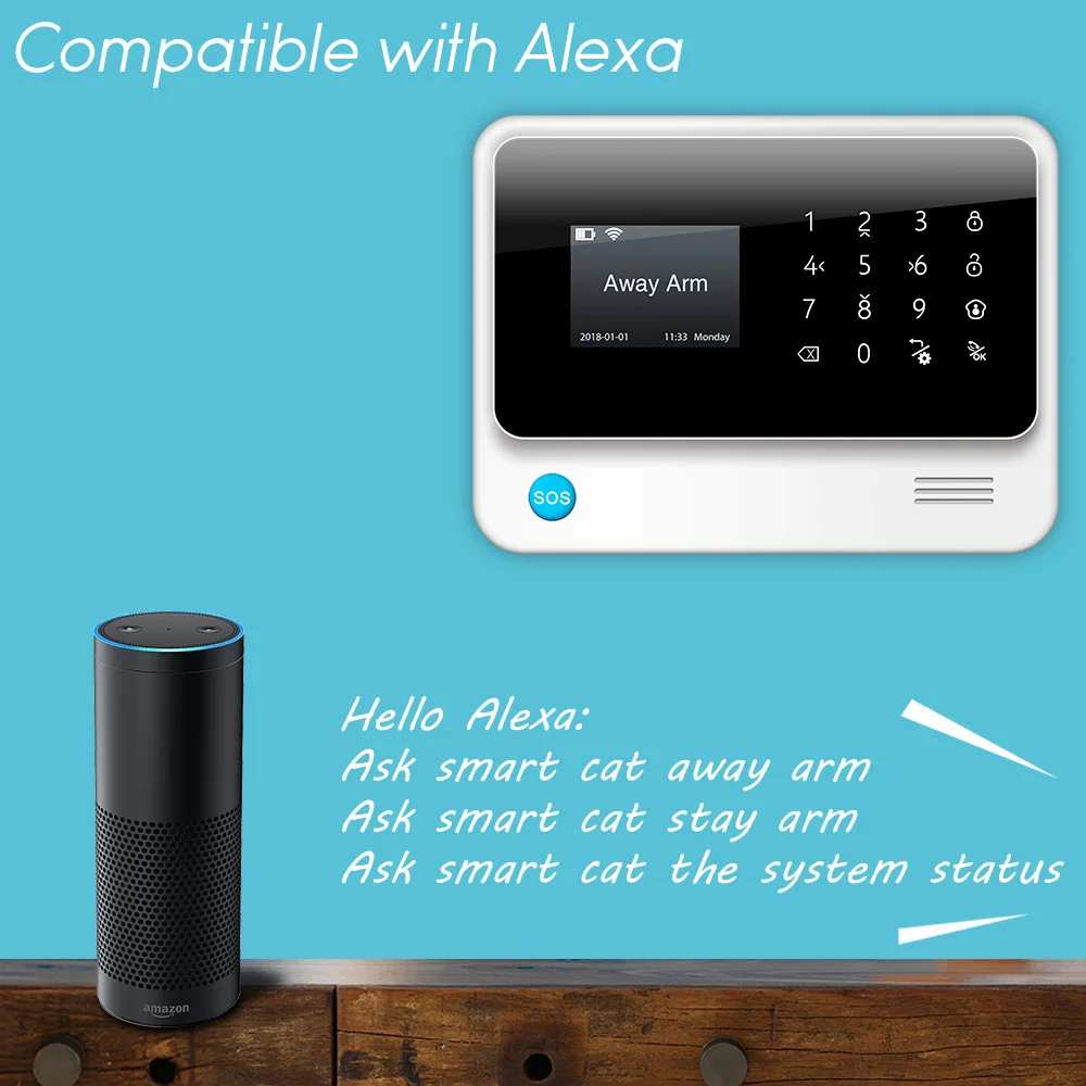 Золотой безопасности Alexa совместимый wifi 3g GSM ip-камера интегрированная беспроводная домашняя безопасность приложение дистанционное управление сигнализация