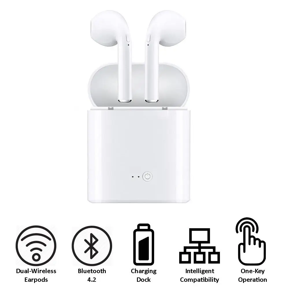 Беспроводная гарнитура Bluetooth наушники i7S Tws Близнецы с зарядным боксом для iPhone