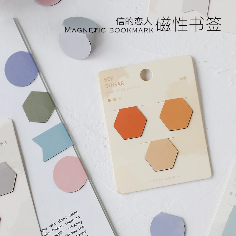 

1set Magnetic bookmark Literary solid color cute animal Book Mark paper Bookmark School Office Supplies stationery